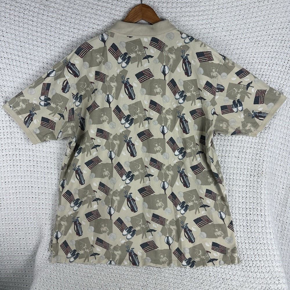 C&B Sport Golf Polo Shirt XL USA Flag Print Cotton Vintage Style Mens 90s - Picture 3 of 5